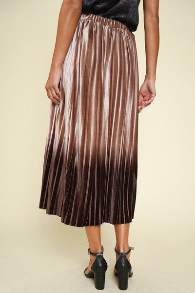 Rose Gold Velvet Ombre Pleated Skirt