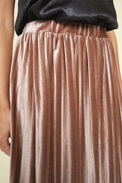 Rose Gold Velvet Ombre Pleated Skirt