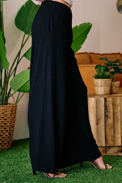 Wide Leg Ponte Pants - Black