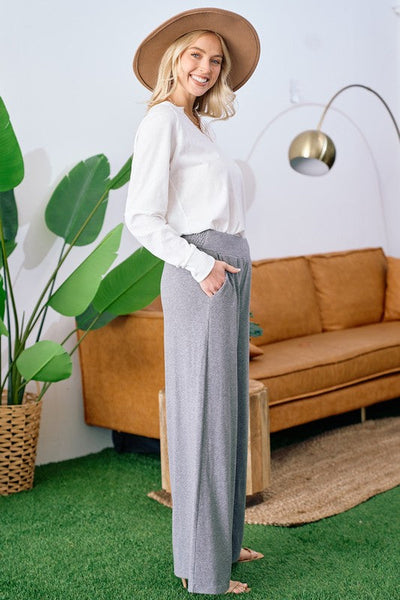 Wide Leg Ponte Pants - Grey