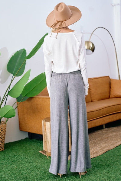 Wide Leg Ponte Pants - Grey