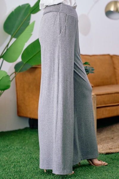 Wide Leg Ponte Pants - Grey