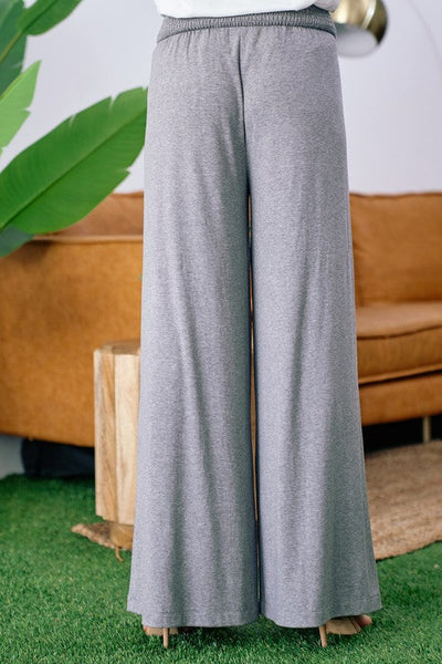 Wide Leg Ponte Pants - Grey